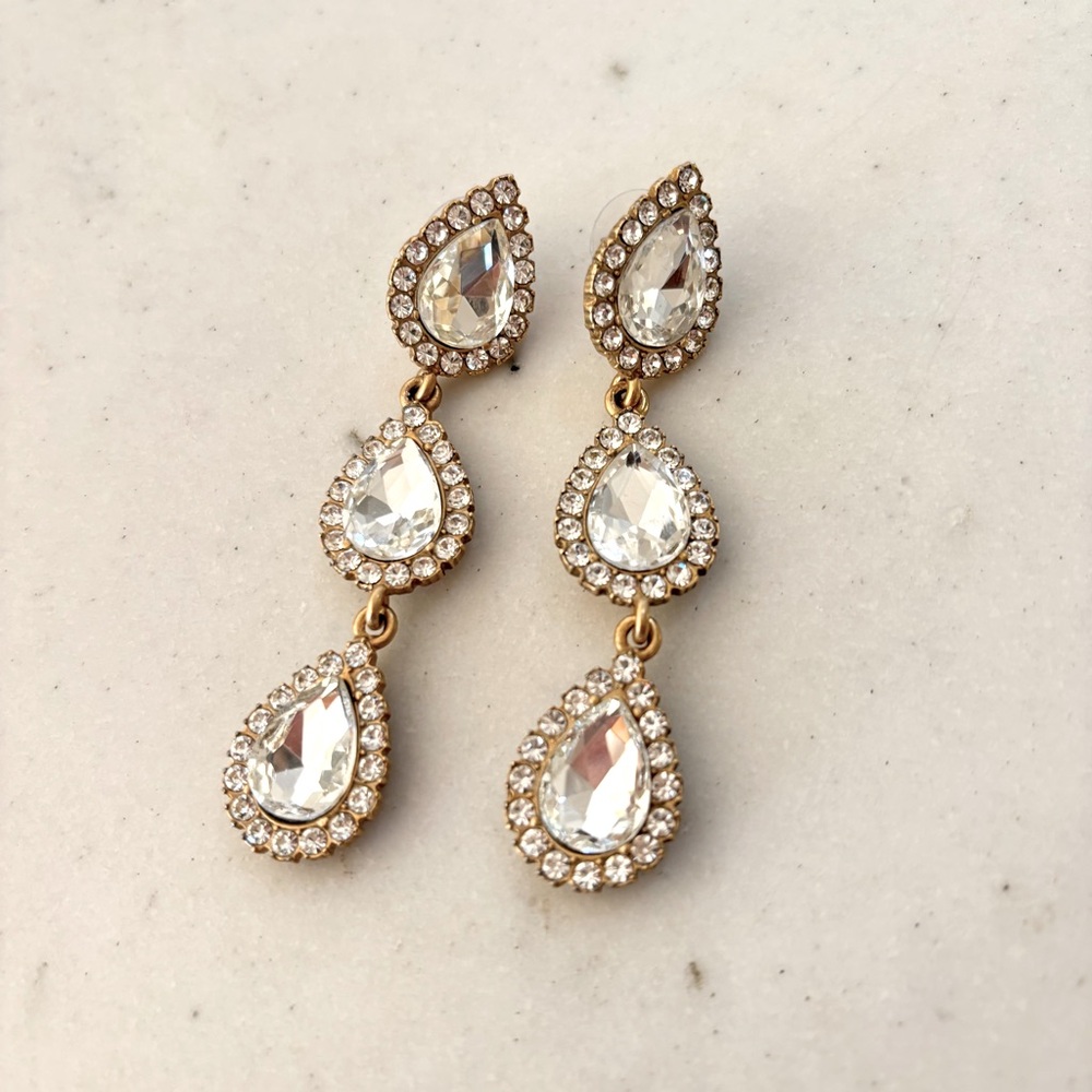 Loren Hope Crystal Drop Pendant Earrings 3”